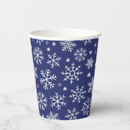 Blue Snowflakes Weihnachtsmuster Pappbecher