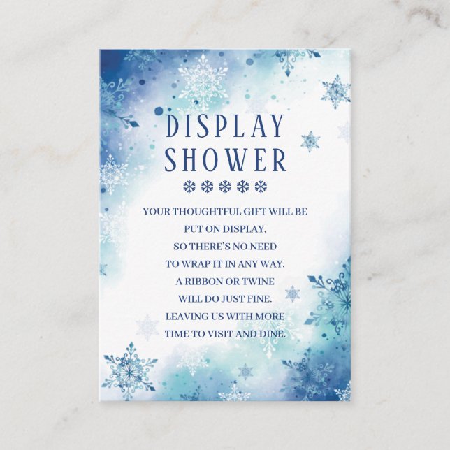Blue Snowflakes Winter Baby Dusche Display Dusche Begleitkarte (Vorderseite)