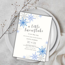 Blue Snowflakes Winter Baby Dusche Einladung