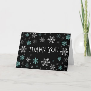 Blue Snowflakes Winter Black Falten Danke Karte