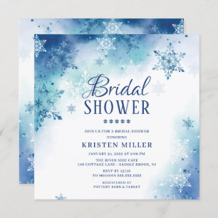 Blue Snowflakes Winter Bridal Dusche Einladung