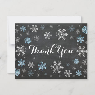 Blue Snowflakes Winter Chalkboard Danke Karte