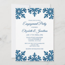 Blue Snowflakes Winter Engagement Party Einladung