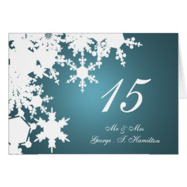 Blue Snowflakes Winter Hochzeitstisch Sitzkarte