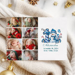 Blue Snowman 8 Foto Weihnachten<br><div class="desc">Feiern Sie die erste Urlaubssaison Ihres Kleinen mit diesem fröhlichen Winterdesign mit einer blauen karierten Zahl,  einem bezaubernden Schneemann und verstreuten Bonbons und Geschenken. Passen Sie es mit dem Foto und den Geburtsdetails Ihres Babys an,  um einen Sake zu schaffen,  der Ihren Erinnerungen Charme und Magie verleiht.</div>