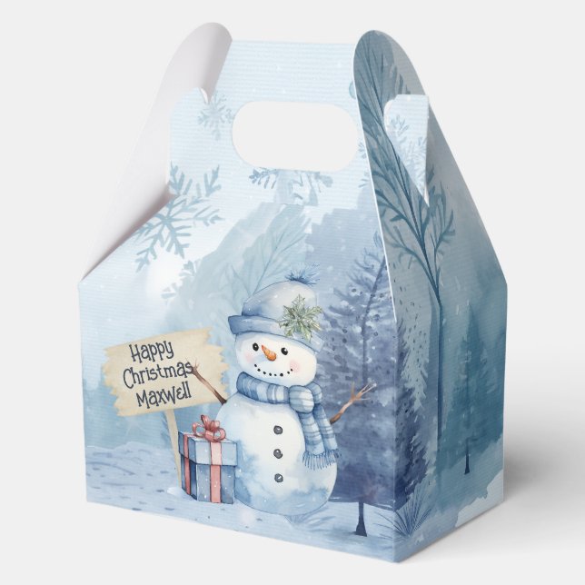Blue Snowman Christmas Party Boxes Geschenkschachtel (Vorderseite)