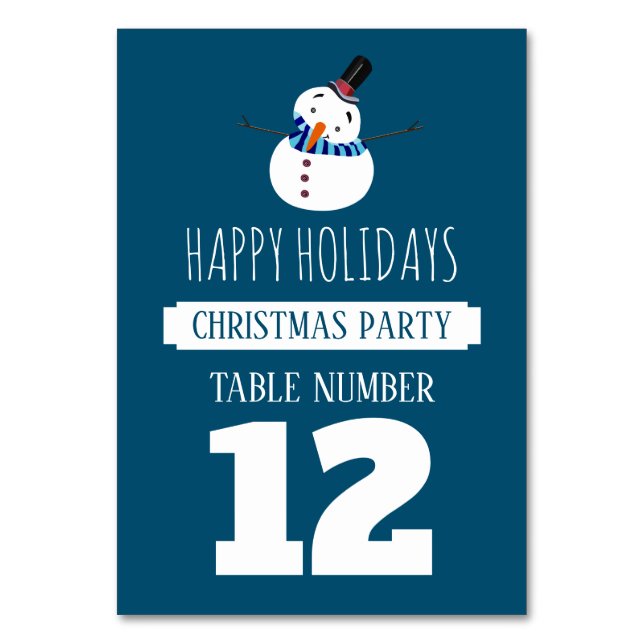 Blue Snowman, Christmas Party Table No. Tischnummer (Vorderseite)