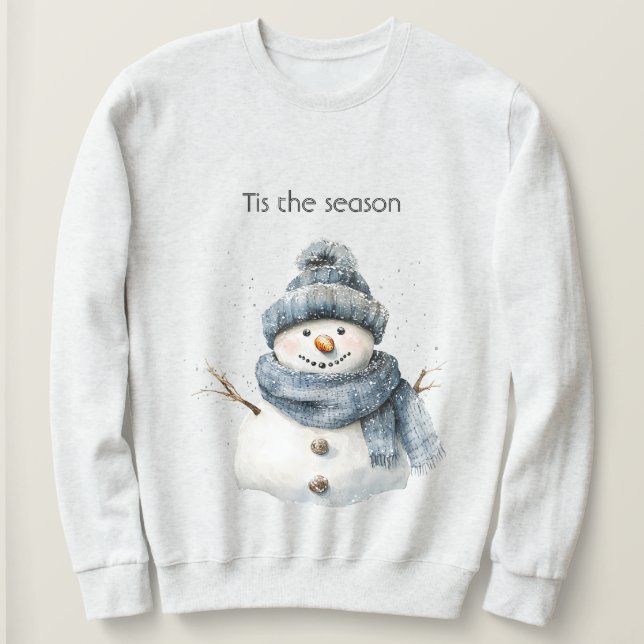 Blue Snowman Christmas Sweatshirt (Design vorne)