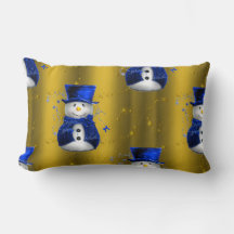 Blue Snowman on Gold Christmas