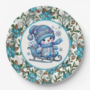 Blue Snowman Pappteller