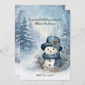 Blue Snowman Surprise Birthday Party | Einladung