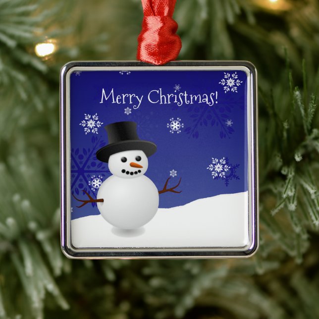 Blue Snowman Winter Scene Keramik Ornament (Baum)