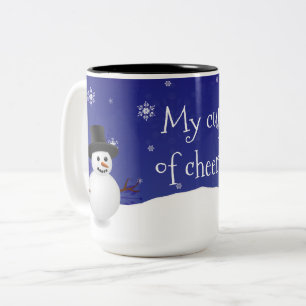 Blue Snowman Winter Scene Weihnachtsfeier Tasse