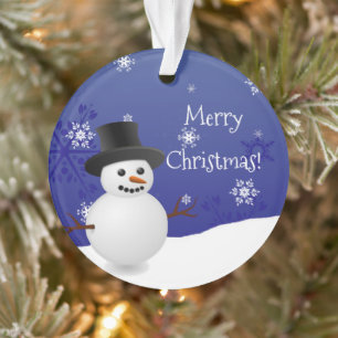 Blue Snowman Winter Scene Weihnachtsschmuck Ornament