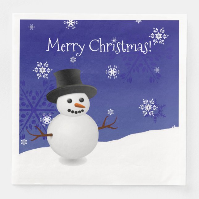Blue Snowman Winterlandschaft Weihnachtsbuch Napki Serviette (Vorderseite)