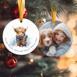 Blue Snowy Day Highland Kuh Weihnachtsschmuck