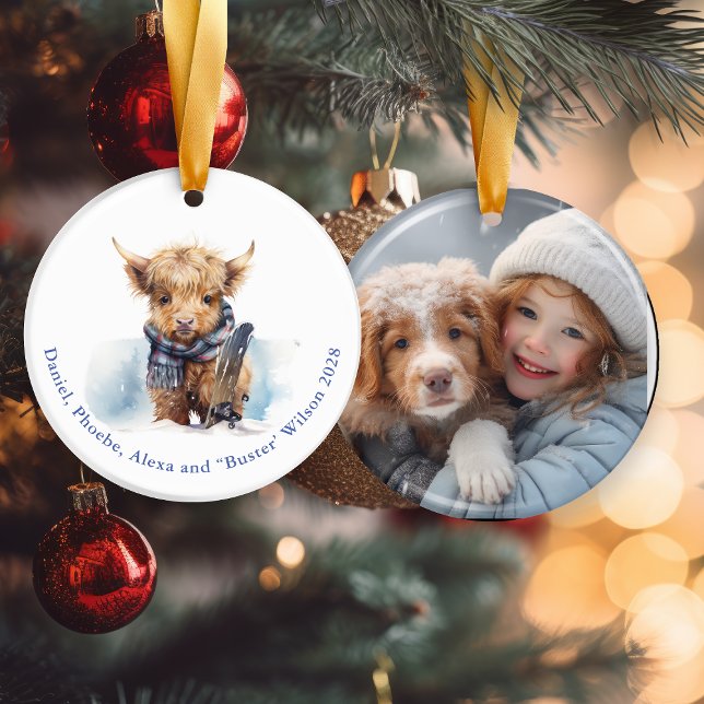 Blue Snowy Day Highland Kuh Weihnachtsschmuck (Von Creator hochgeladen)