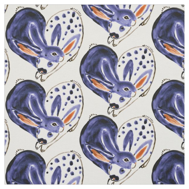 Blue Snuggle Bunny Liebe Rabbit Herzdesign Niedlic Stoff (Muster)