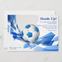 Blue Soccer Ball Party Einladung