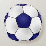 Blue Soccer Ball Round Pillow Rundes Kissen<br><div class="desc">Blue Soccer Ball Round Pillow</div>