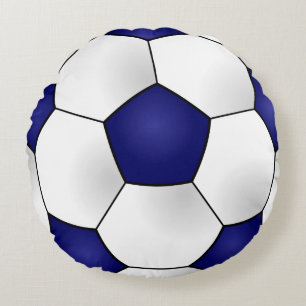 Blue Soccer Ball Round Pillow Rundes Kissen
