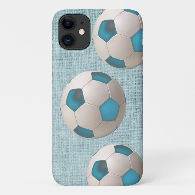 Blue Soccer Ball Soccer Player Art Phone Case (Rückseite)
