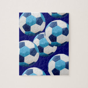 Blue Soccer Balls, Fußball-Grafik, Puzzle