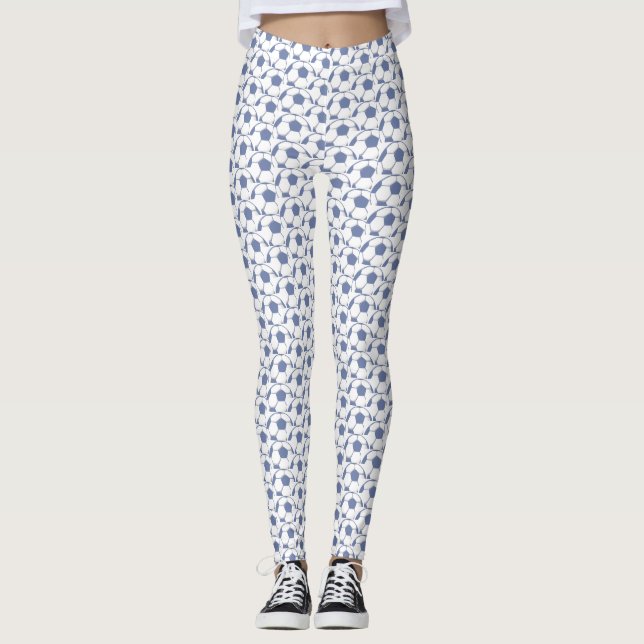 Blue Soccer Balls gestalten Multifunktionsdrucker- Leggings (Vorderseite)