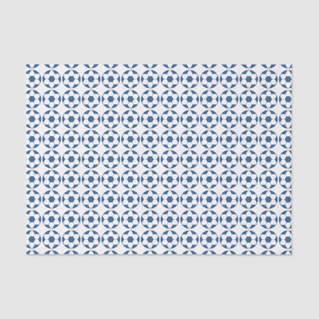Blue Soccer Footballs Pattern Seidenpapier (Vorderseite)