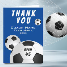 Blue Soccer Fußball Sport Danke Coach Card