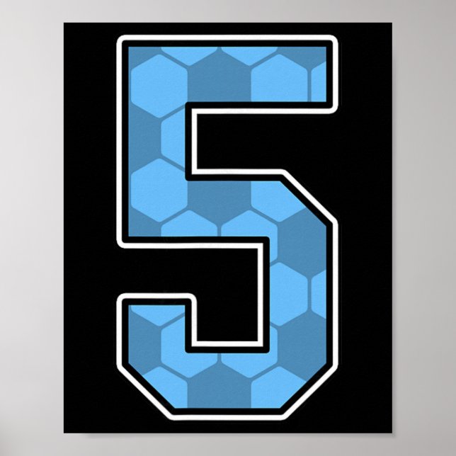 Blue Soccer Pattern Number 5 Jersey Player Uniform Poster (Vorne)