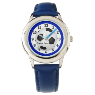 Blue Soccer Watches für Kinder mit ihrem Namen Armbanduhr