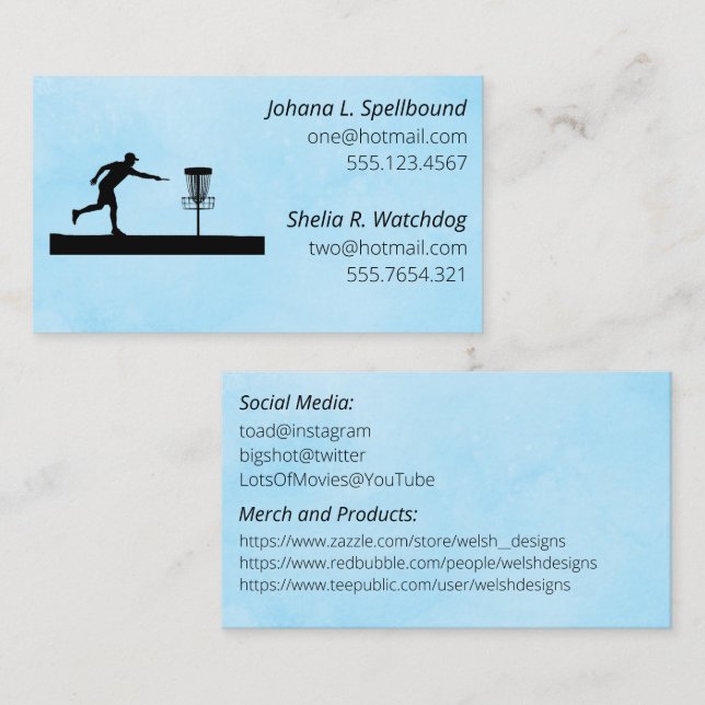 Blue Social calling card-Disc Golf Visitenkarte (Vorne/Hinten)