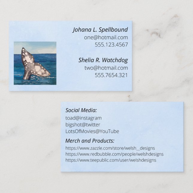 Blue Social calling card-whale Visitenkarte (Vorne/Hinten)