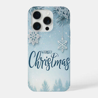 Blue Soft & Calm Christmas Snow Crystal Design- iPhone 15 Pro Hülle