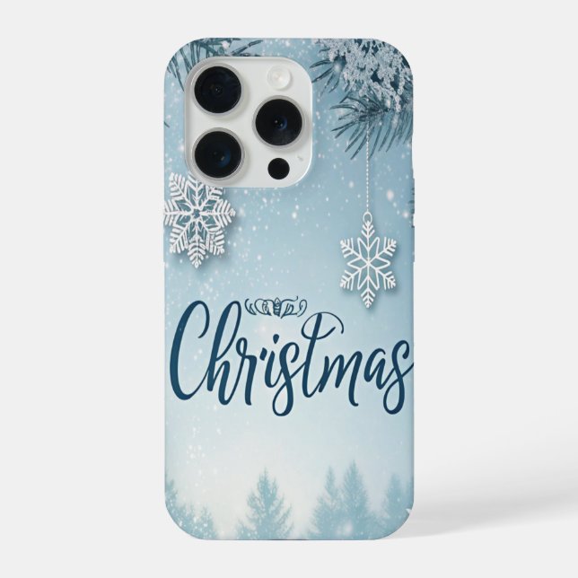 Blue Soft & Calm Christmas Snow Crystal Design-  iPhone Hülle (Rückseite)