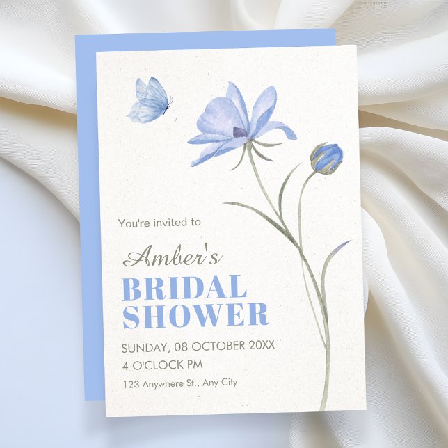 Blue soft flower bridal shower einladung (Von Creator hochgeladen)