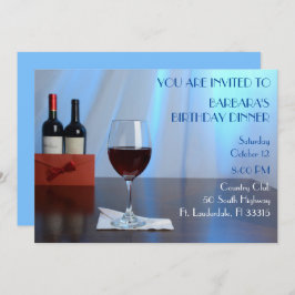 Blue Sophisticed Red wine Geburtstagsparty Einladung
