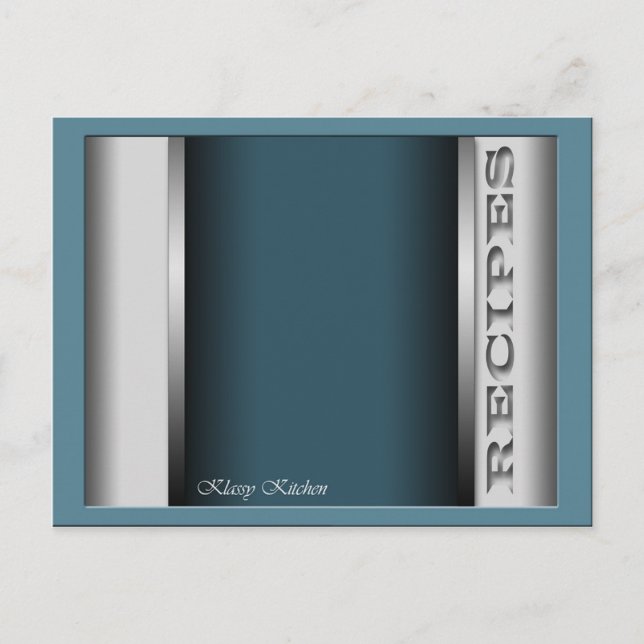 Blue Sophisticy Recipe Cards Postkarte (Vorderseite)