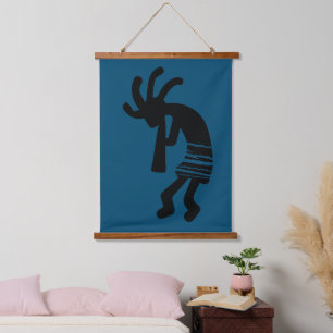 Blue Southwestern Kokopelli Wandteppich Mit Holzrahmen