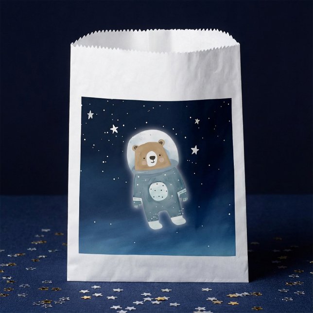 Blue Space Bear Astronaut Baby Dusche Geschenktütchen (Blue Space Bear astronaut Baby Shower Favor Bag.)