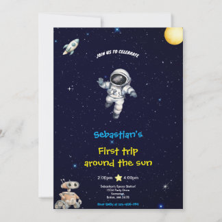 BLUE SPACE BIRTHDAY INVITATION EINLADUNG