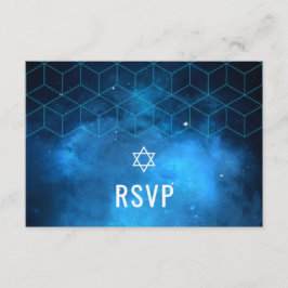 Blue Space Galaxy Bar Mitzvah UAWG RSVP Karte