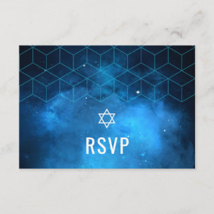 Blue Space Galaxy Bar Mitzvah UAWG RSVP Karte