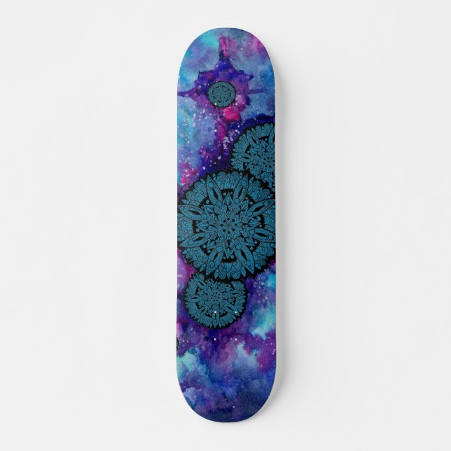 Blue Space-Mandalas Skateboard (Vorne)