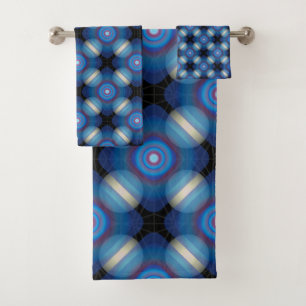 Blue Spacey Geometric Badhandtuch Set