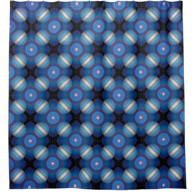Blue Spacey Geometric Duschvorhang (Vorderseite)