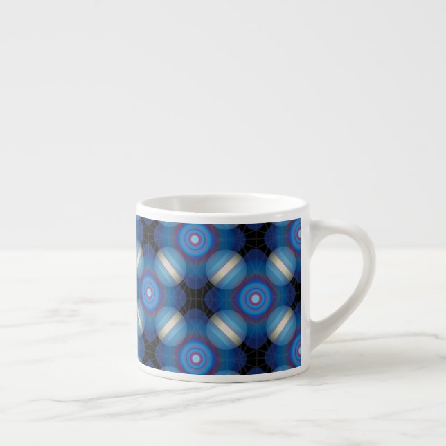Blue Spacey Geometric Espressotasse (Rechts)