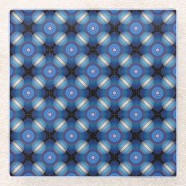 Blue Spacey Geometric Glasuntersetzer (Vorderseite)