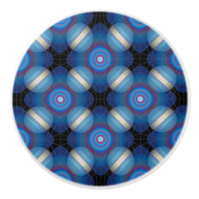 Blue Spacey Geometric Keramikknauf (Vorderseite)